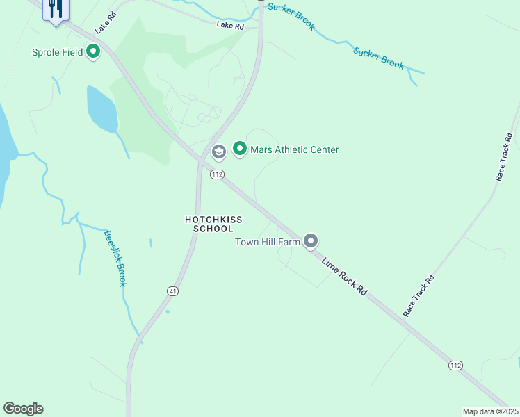 map of restaurants, bars, coffee shops, grocery stores, and more near 44 Lime Rock Road in Salisbury