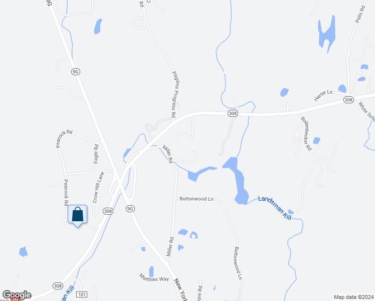map of restaurants, bars, coffee shops, grocery stores, and more near 98 Miller Road in Rhinebeck