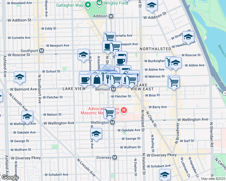 map of restaurants, bars, coffee shops, grocery stores, and more near in Chicago