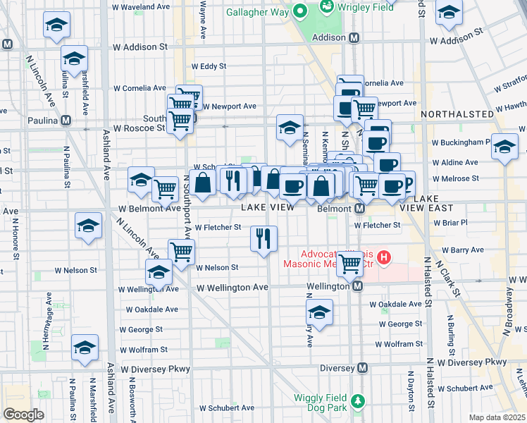 map of restaurants, bars, coffee shops, grocery stores, and more near in Chicago