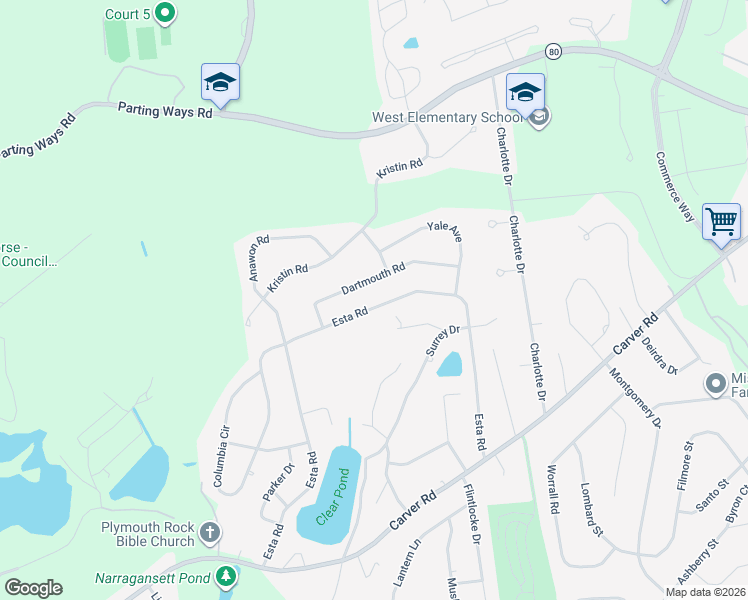 map of restaurants, bars, coffee shops, grocery stores, and more near 28 Dartmouth Road in Plymouth