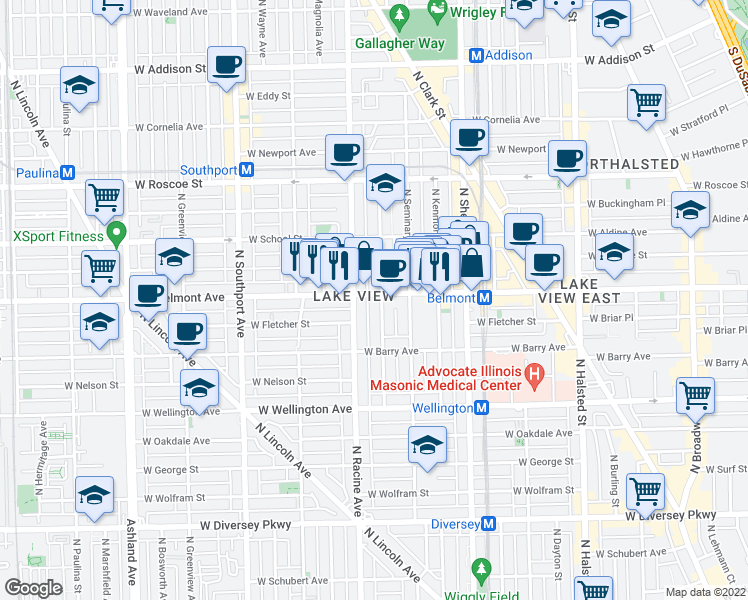 map of restaurants, bars, coffee shops, grocery stores, and more near in Chicago
