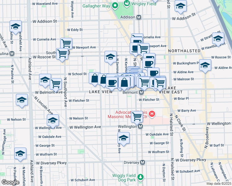 map of restaurants, bars, coffee shops, grocery stores, and more near in Chicago