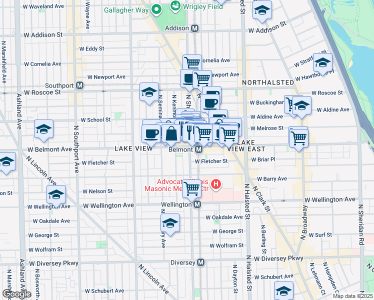 map of restaurants, bars, coffee shops, grocery stores, and more near in Chicago