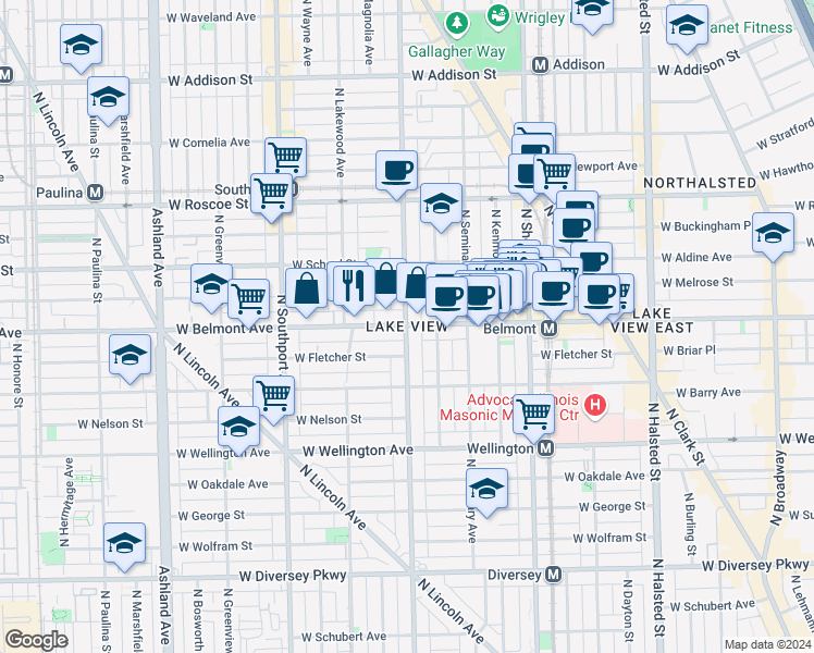 map of restaurants, bars, coffee shops, grocery stores, and more near in Chicago