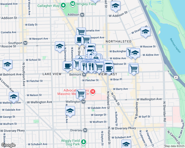 map of restaurants, bars, coffee shops, grocery stores, and more near in Chicago