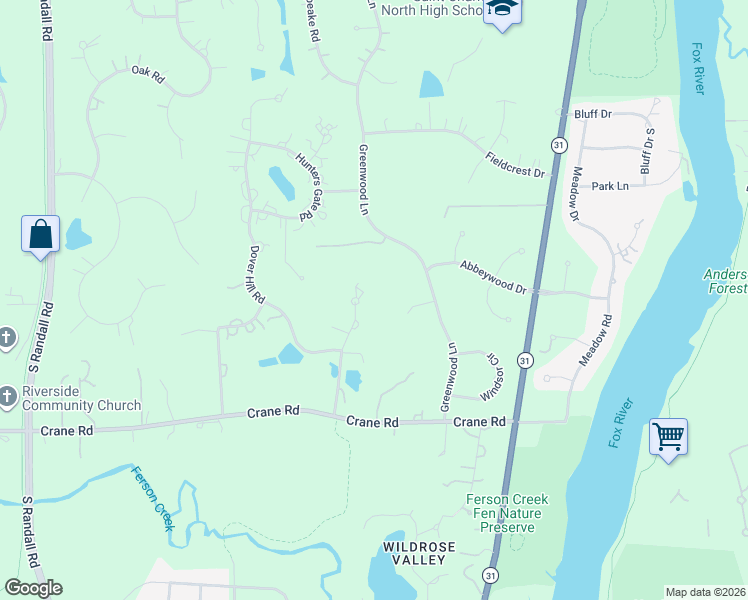 map of restaurants, bars, coffee shops, grocery stores, and more near 4N881 Old Farm Road in St. Charles