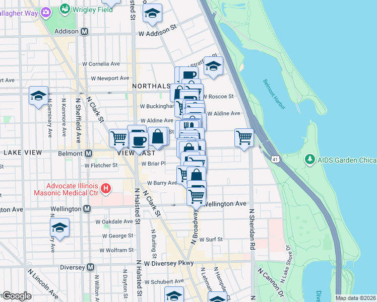 map of restaurants, bars, coffee shops, grocery stores, and more near in Chicago
