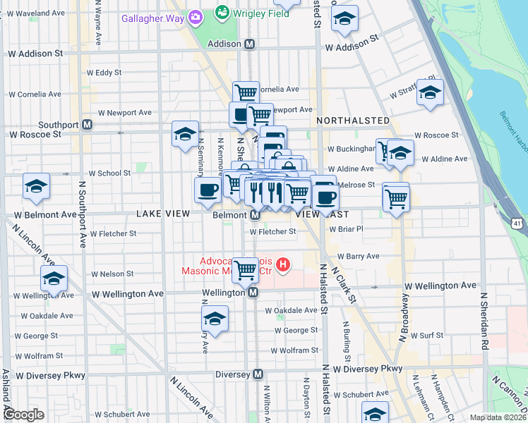 map of restaurants, bars, coffee shops, grocery stores, and more near in Chicago