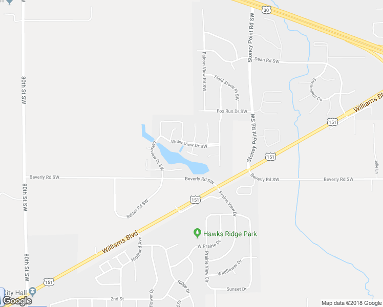 map of restaurants, bars, coffee shops, grocery stores, and more near 6959 Waterview Drive Southwest in Cedar Rapids