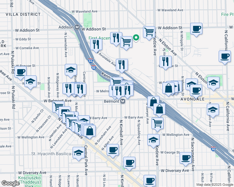 map of restaurants, bars, coffee shops, grocery stores, and more near in Chicago