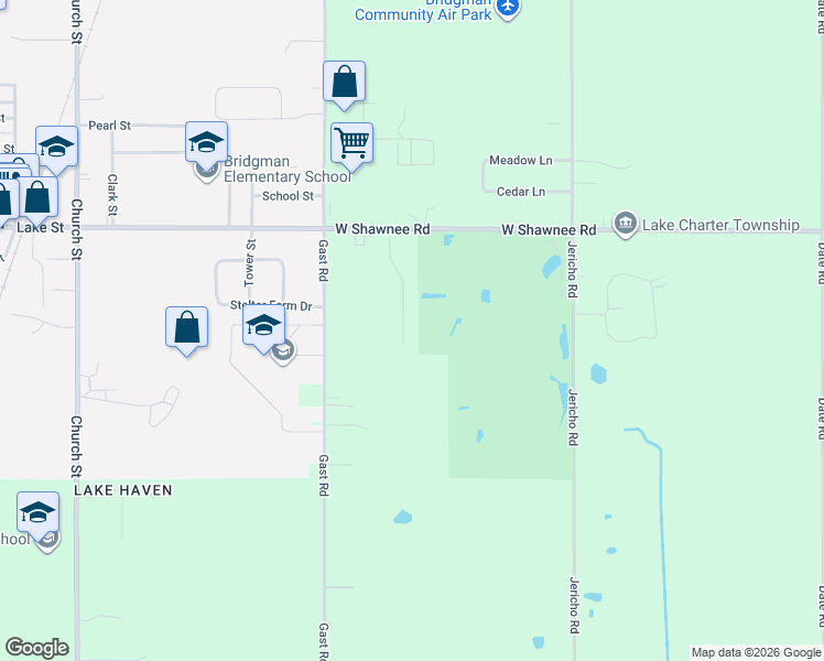 map of restaurants, bars, coffee shops, grocery stores, and more near 9847 Quail Run Court in Sawyer