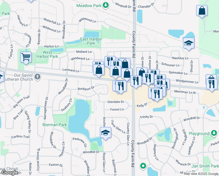 map of restaurants, bars, coffee shops, grocery stores, and more near 1347 Coldspring Road in Carol Stream