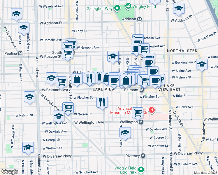map of restaurants, bars, coffee shops, grocery stores, and more near in Chicago