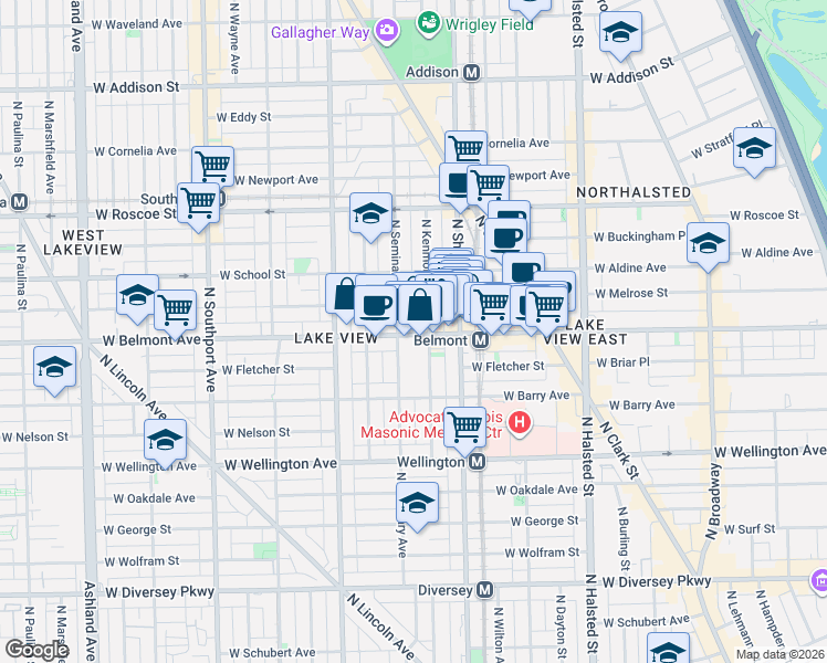 map of restaurants, bars, coffee shops, grocery stores, and more near in Chicago