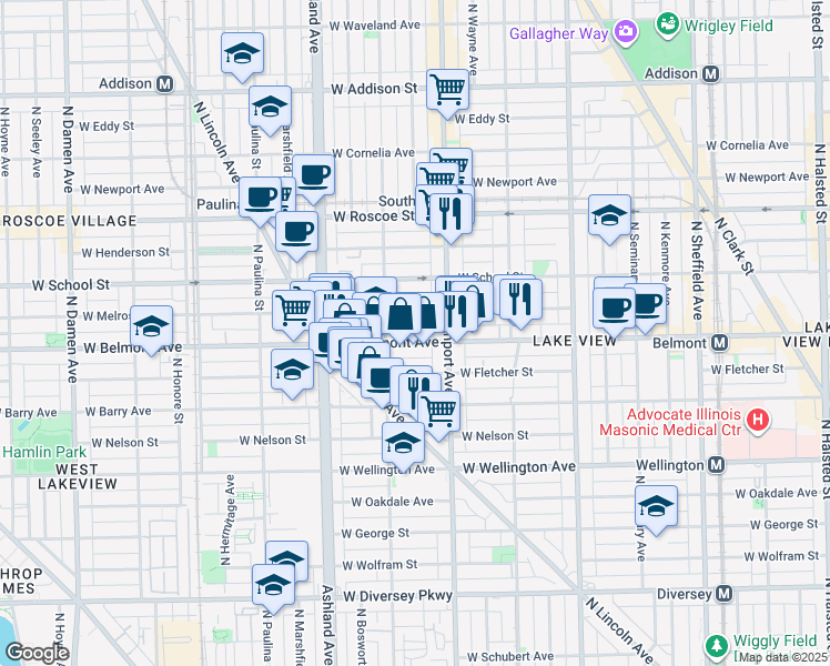 map of restaurants, bars, coffee shops, grocery stores, and more near in Chicago