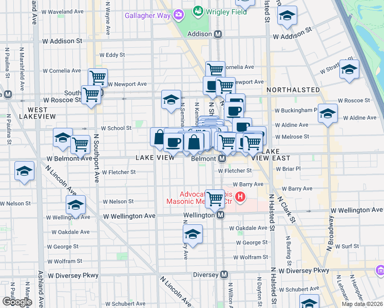map of restaurants, bars, coffee shops, grocery stores, and more near in Chicago