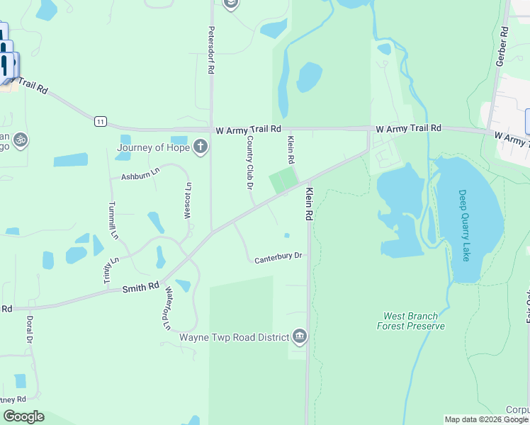 map of restaurants, bars, coffee shops, grocery stores, and more near 4N580 Chatham Court in West Chicago