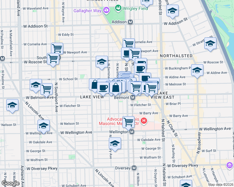 map of restaurants, bars, coffee shops, grocery stores, and more near in Chicago