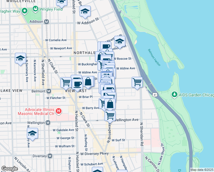 map of restaurants, bars, coffee shops, grocery stores, and more near in Chicago