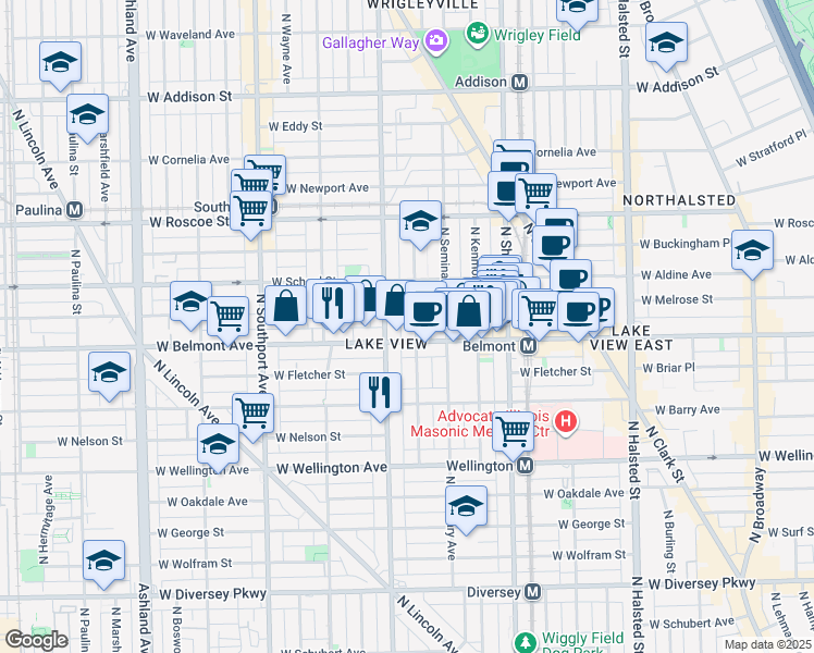 map of restaurants, bars, coffee shops, grocery stores, and more near in Chicago