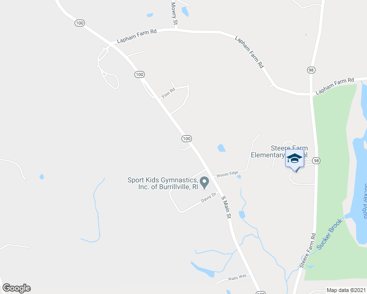 map of restaurants, bars, coffee shops, grocery stores, and more near 106 Arthurs Way in Burrillville