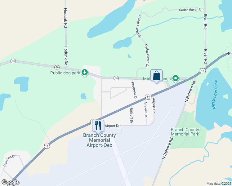 map of restaurants, bars, coffee shops, grocery stores, and more near 152 South Sunset Drive in Coldwater