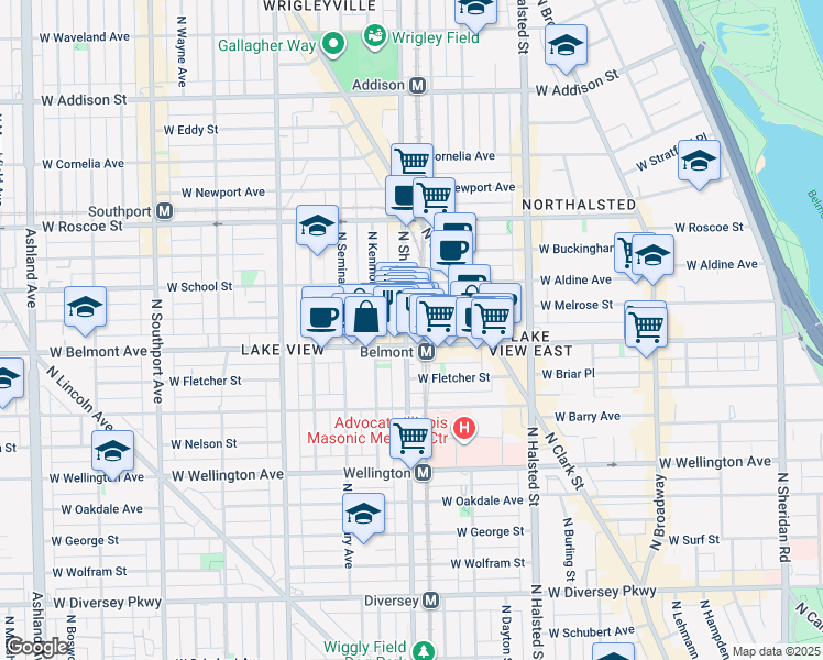 map of restaurants, bars, coffee shops, grocery stores, and more near in Chicago
