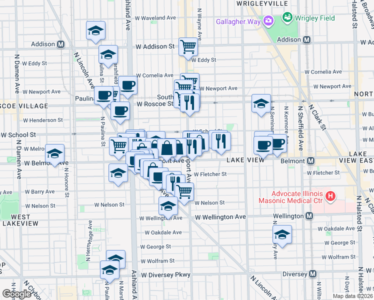 map of restaurants, bars, coffee shops, grocery stores, and more near in Chicago