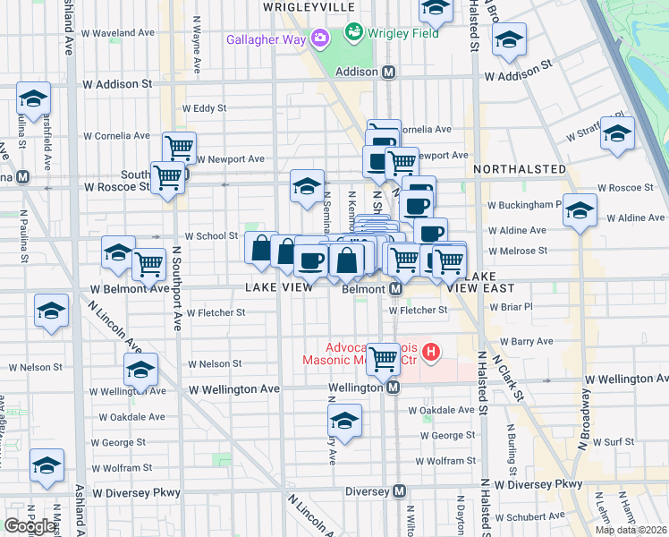 map of restaurants, bars, coffee shops, grocery stores, and more near in Chicago
