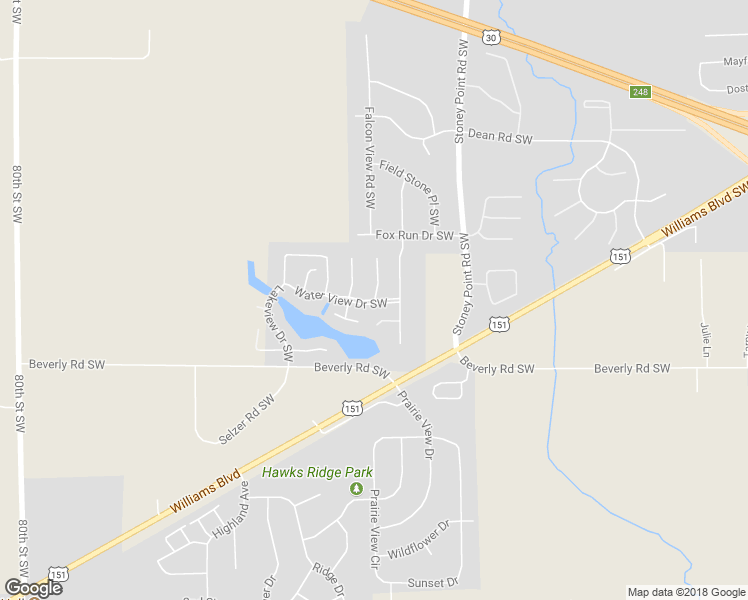 map of restaurants, bars, coffee shops, grocery stores, and more near 7136 Waterview Drive Southwest in Cedar Rapids