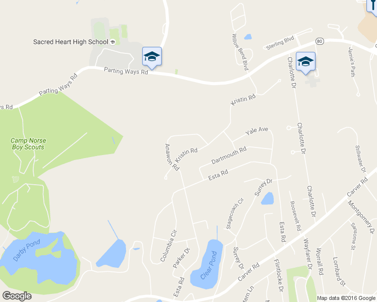 map of restaurants, bars, coffee shops, grocery stores, and more near 44 Kristin Road in Plymouth