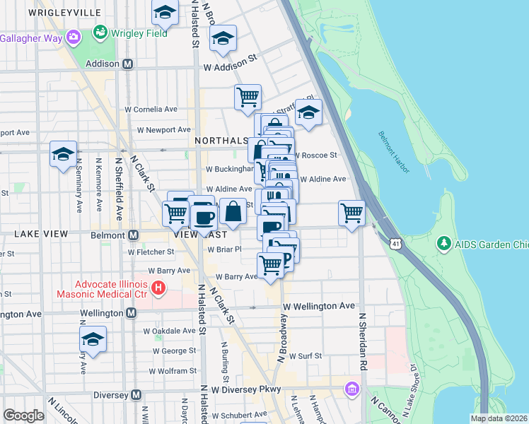 map of restaurants, bars, coffee shops, grocery stores, and more near in Chicago