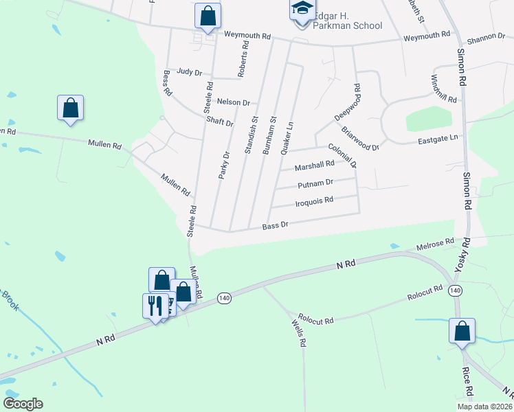 map of restaurants, bars, coffee shops, grocery stores, and more near 53 Burnham Street in Enfield