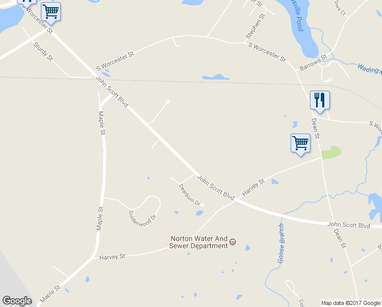 map of restaurants, bars, coffee shops, grocery stores, and more near 185 John Scott Boulevard in Taunton