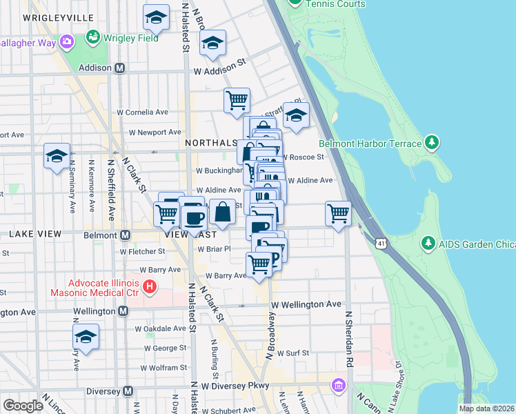 map of restaurants, bars, coffee shops, grocery stores, and more near in Chicago