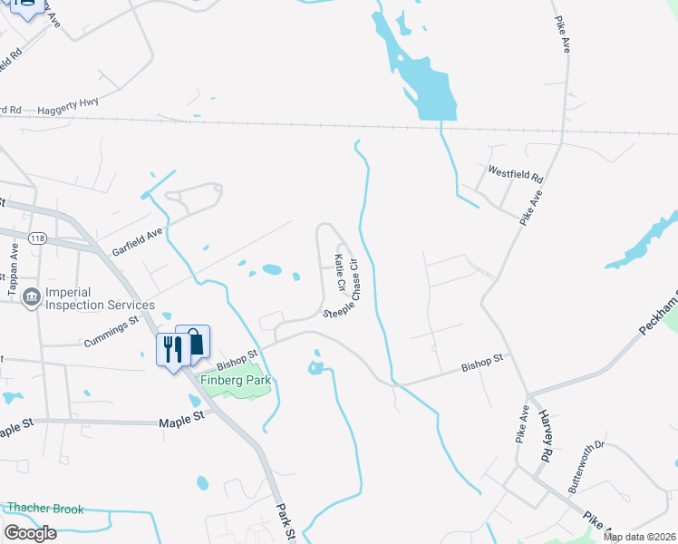 map of restaurants, bars, coffee shops, grocery stores, and more near 61 Steeple Chase Circle in Attleboro