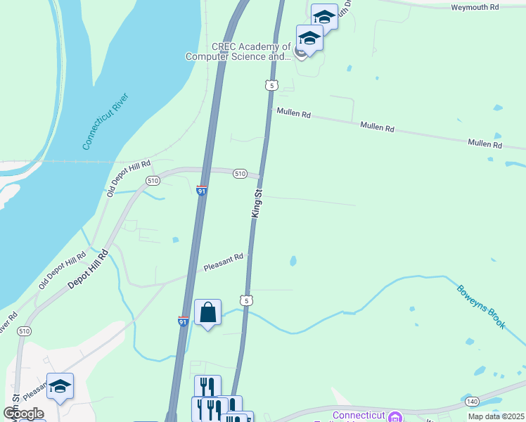 map of restaurants, bars, coffee shops, grocery stores, and more near 1669 King Street in Enfield