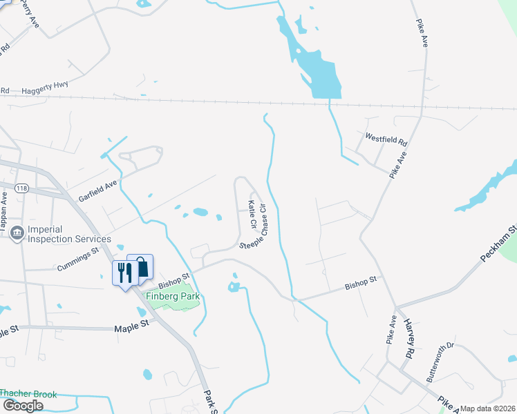 map of restaurants, bars, coffee shops, grocery stores, and more near 61 Steeple Chase Circle in Attleboro