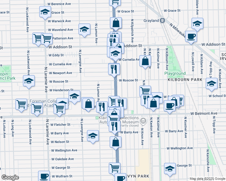 map of restaurants, bars, coffee shops, grocery stores, and more near 3324 N Cicero Ave in Chicago
