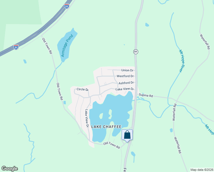 map of restaurants, bars, coffee shops, grocery stores, and more near 51 Ashford Drive in Ashford