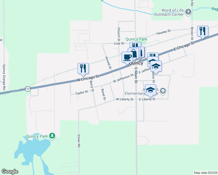 map of restaurants, bars, coffee shops, grocery stores, and more near 7 Bennett Street in Quincy