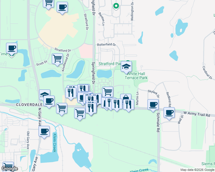 map of restaurants, bars, coffee shops, grocery stores, and more near 492 Vinings Drive in Bloomingdale