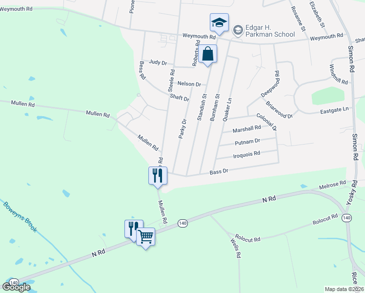 map of restaurants, bars, coffee shops, grocery stores, and more near 46 Standish Street in Enfield