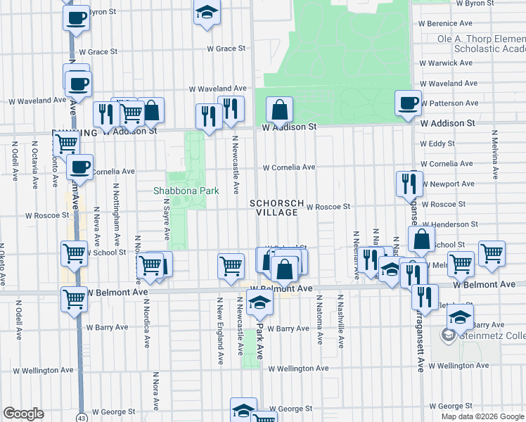 map of restaurants, bars, coffee shops, grocery stores, and more near in Chicago