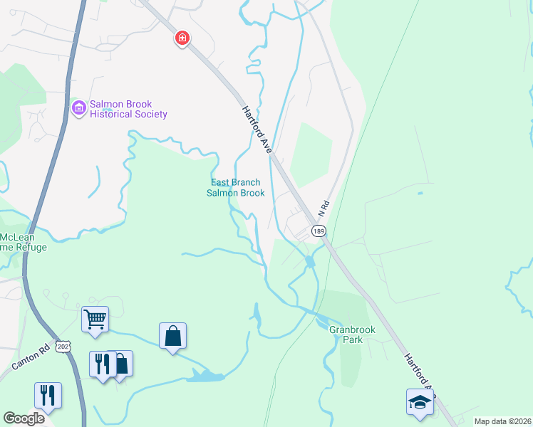 map of restaurants, bars, coffee shops, grocery stores, and more near 11 Gatehouse Road in Granby