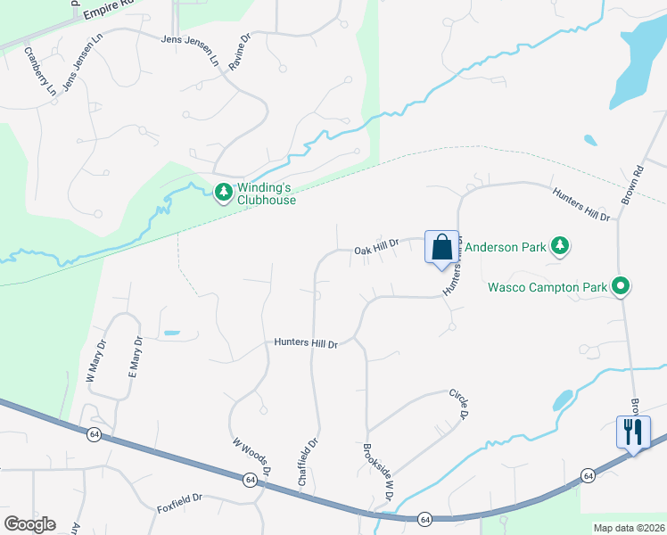 map of restaurants, bars, coffee shops, grocery stores, and more near 5N175 Oak Hill Drive in St. Charles