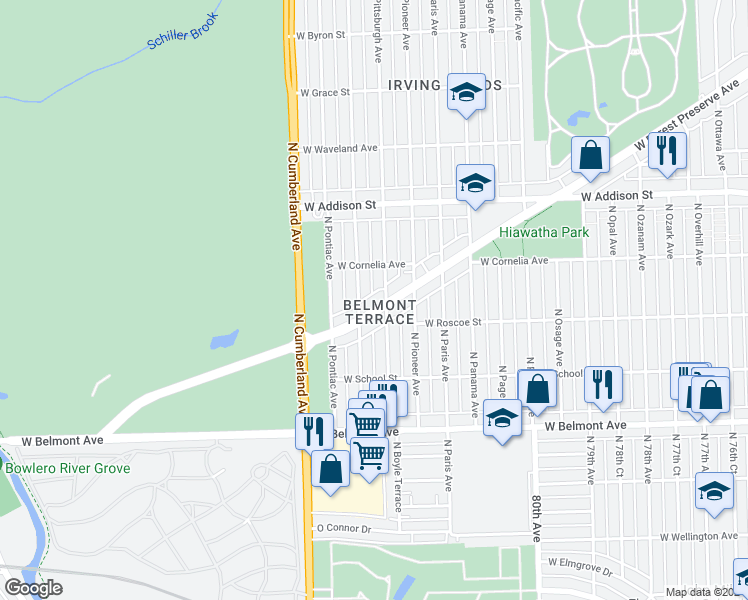 map of restaurants, bars, coffee shops, grocery stores, and more near in Chicago