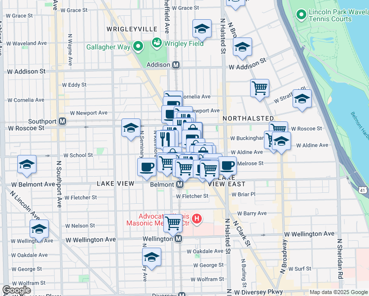 map of restaurants, bars, coffee shops, grocery stores, and more near in Chicago