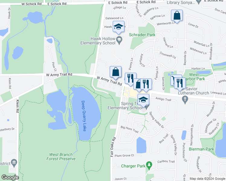 map of restaurants, bars, coffee shops, grocery stores, and more near 1813 Rizzi Lane in Bartlett